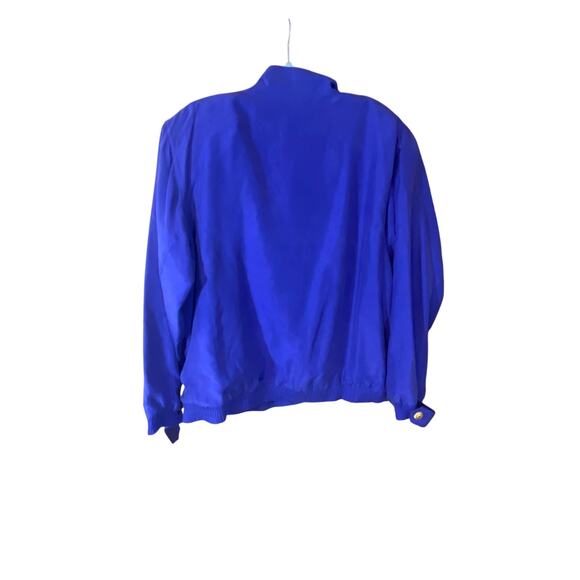 Vintage Hunt Club 100% Silk Jacket XL Cobalt Purple Gold Button 80s Bomber - Picture 9 of 9